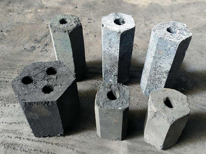 coal charcoal briquettes of various shapes