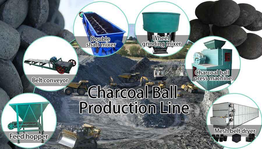 Ligne de production de charbon de bois pour barbecue ronde, ovale et en forme de coussin 25-30t/h