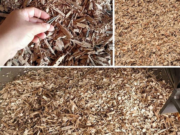 working effect of large wood shredder